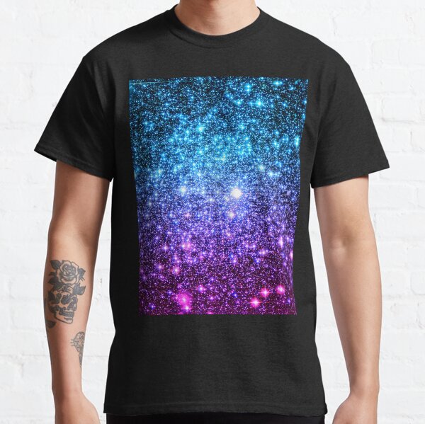 Galaxy Sparkle Stars Turquoise Blue Purple Hot Pink Classic T-Shirt