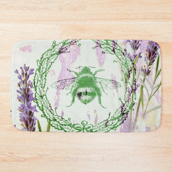 Item preview, french country purple lavender vintage bee designed and sold by LEILA ART SPACE.