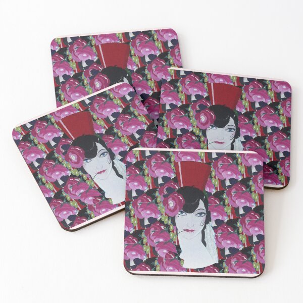 Item preview, SPANISH WOMAN HEAD WITH PINK FUCHSIA ROSES Art Deco designed and sold by BulganLumini.