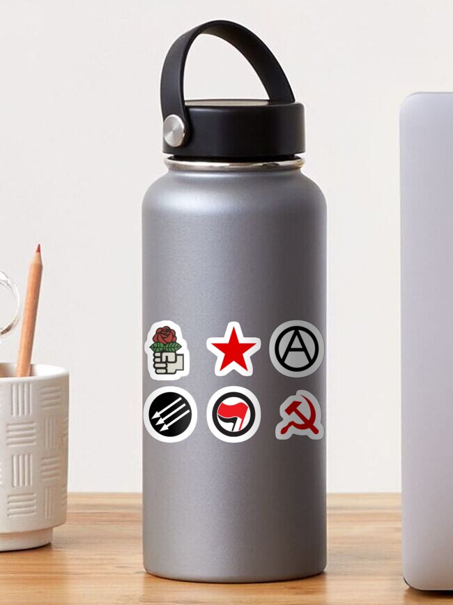 Leftist Symbols Sticker Pack - Socialist Rose, Red Star, Anarchist 'A',  Three Arrows, Antifa, Hammer and Sickle Sticker for Sale by KulakPosting