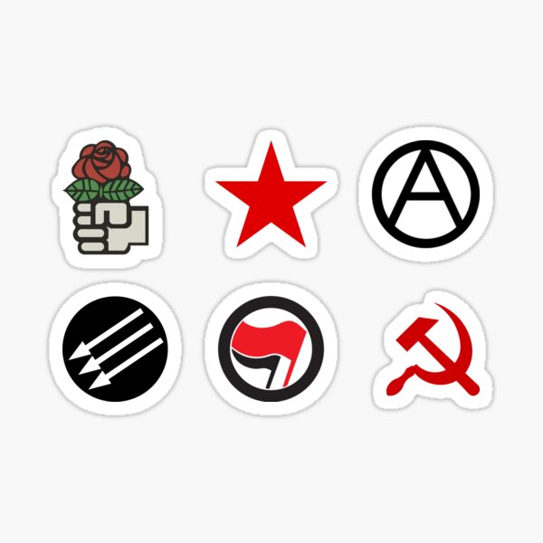 Item preview, Leftist Symbols Sticker Pack - Socialist Rose, Red Star, Anarchist 'A', Three Arrows, Antifa, Hammer and Sickle designed and sold by RadicalPrintsByCas.
