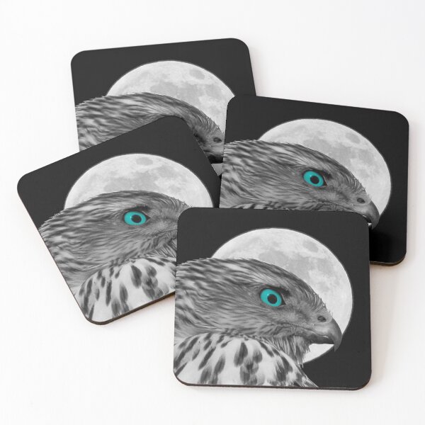 Item preview, Black and White Hawk with Blue Eye Bird Art A290 designed and sold by byNicol.