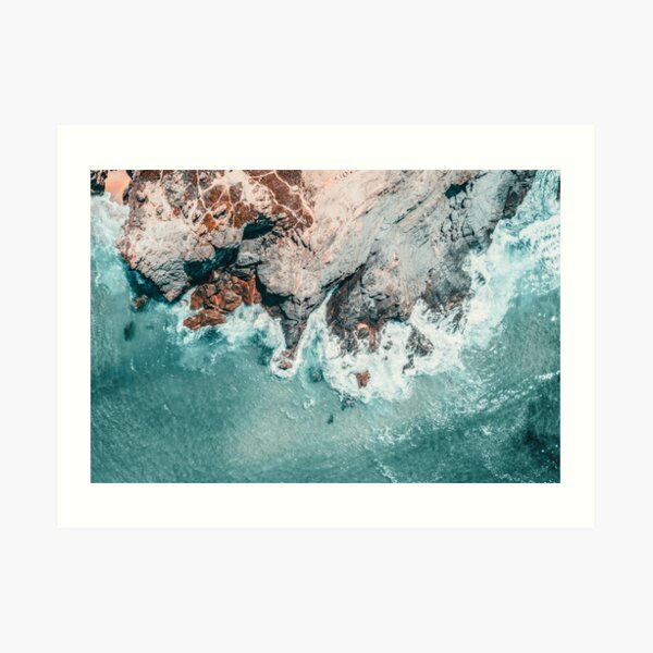 Ocean Print, Ocean Art, Printable Art, Waves Print, Ocean Rocks, Aerial Photography, Coastal Ocean Printable Wall Art Art Print