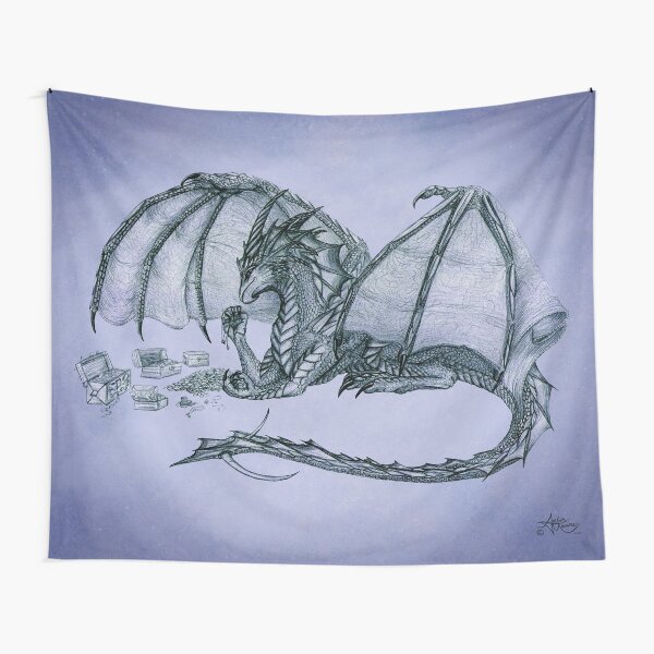 "Material Girl" by Amber Marine ~ (Amethyst Version) Storm Dragon art, graphite and charcoal (Copyright 2005) Tapestry