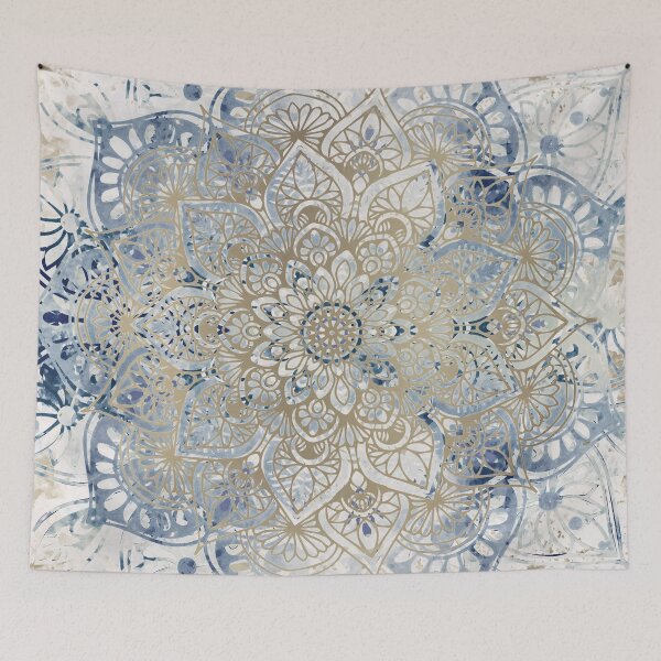 Item preview, Mandala Yoga Love, Indigo, Navy Blue, and Gold designed and sold by meggydesigns.