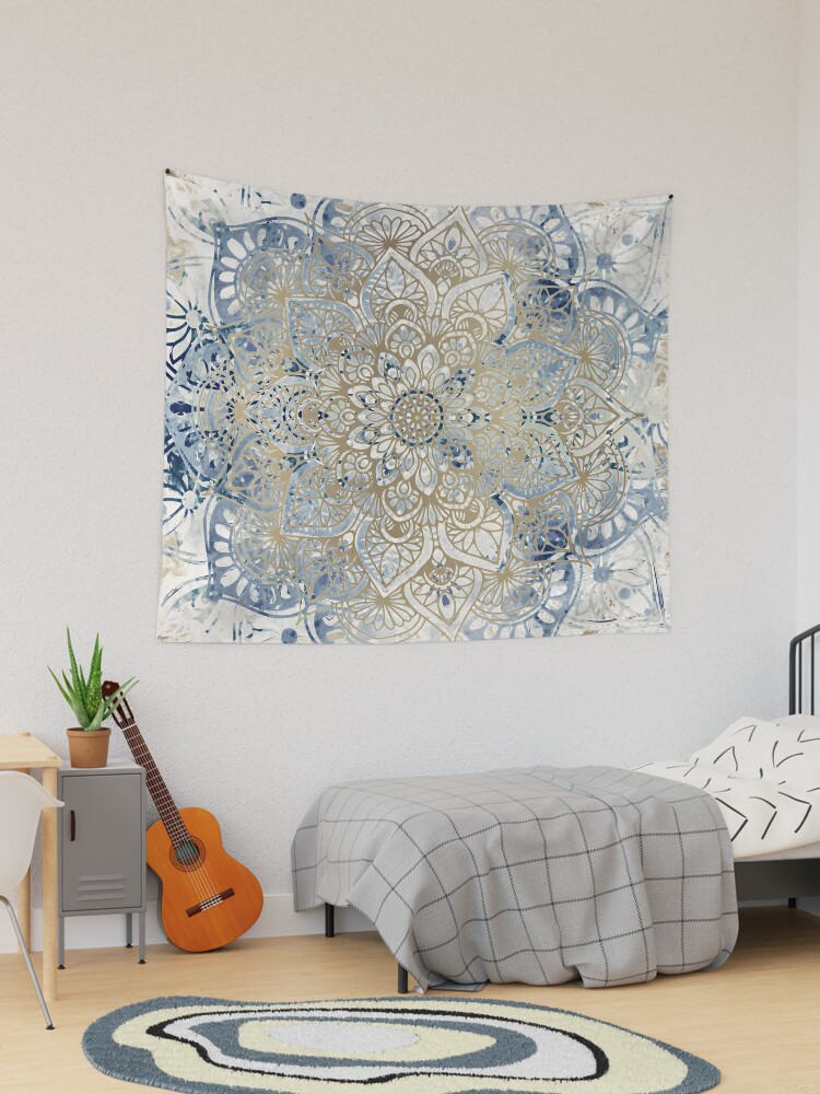 Navy blue discount and gold tapestry