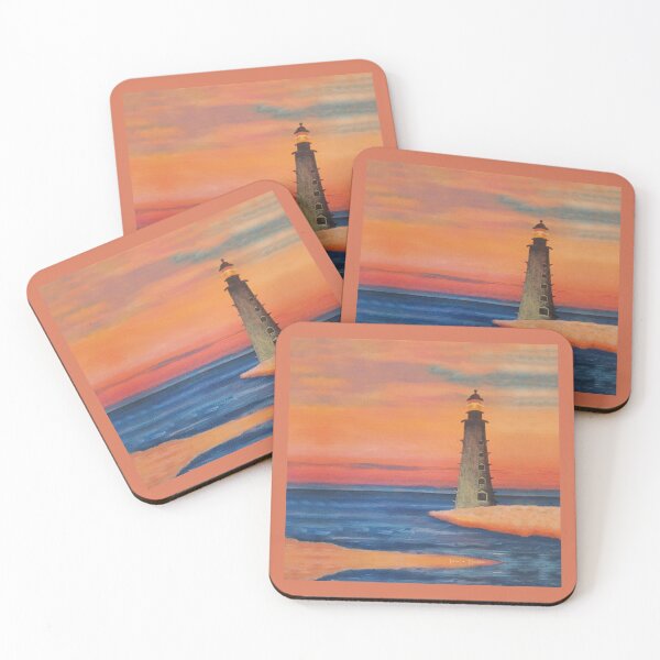 Item preview, Lighthouse with More Orange Sunset designed and sold by WatersEdgeGal.
