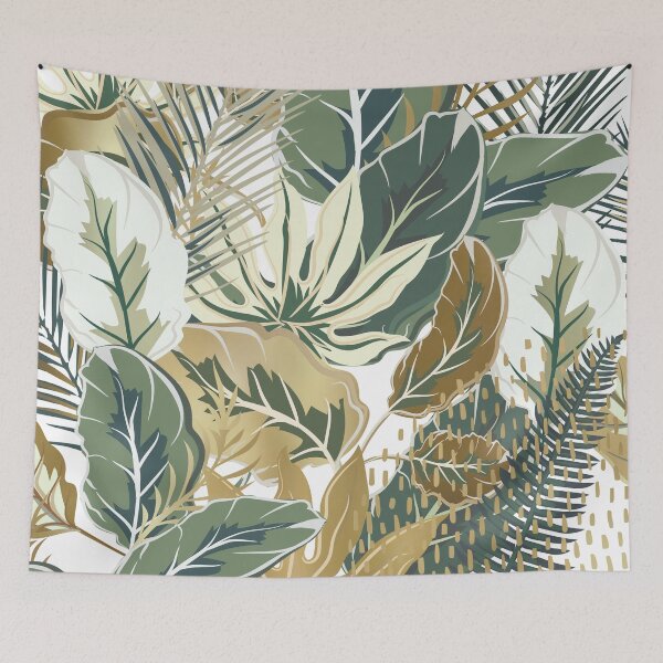 Item preview, Boho, Nature, Tropical Jungle Leaves, Green and Gold designed and sold by meggydesigns.