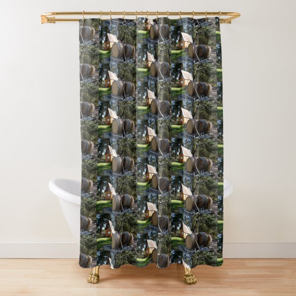 Wine Barrels at Magpie Springs Adelaide Hills Wine Region - Fleurieu Peninsula - by South Australian artist Avril Thomas Shower Curtain