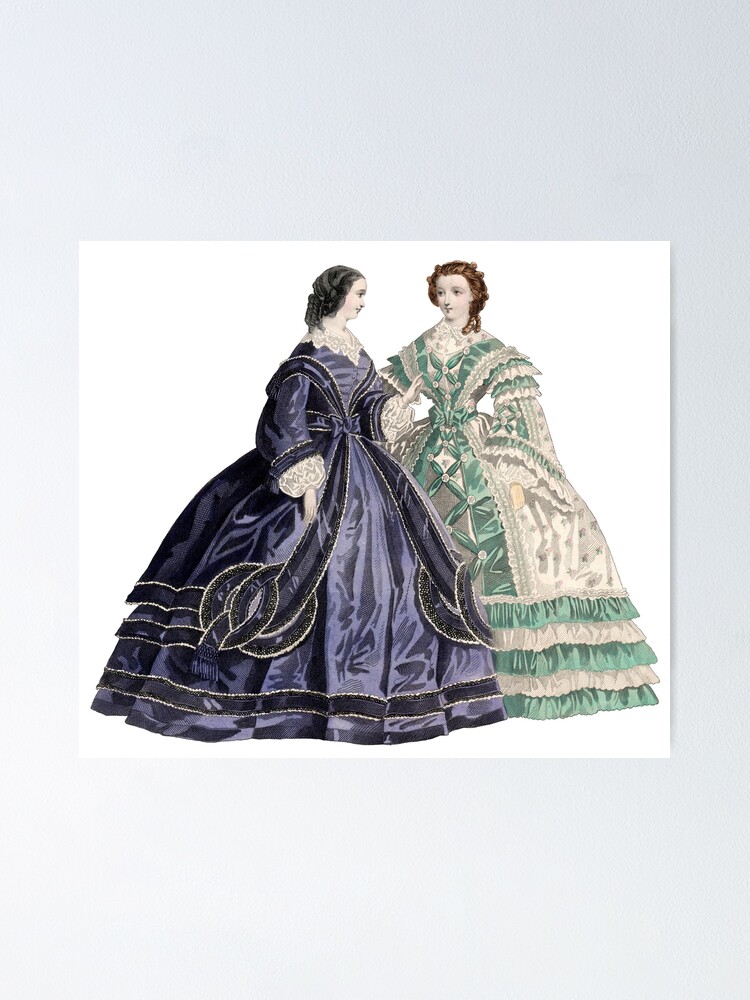 Póster «Dos mujeres vistiendo vestidos de crinolina del siglo XIX.» de chrissiecreativ | Redbubble Póster «Dos mujeres vistiendo vestidos de crinolina del siglo XIX.» de chrissiecreativ | Redbubble