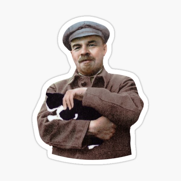 Item preview, Lenin und eine Schwarzweiss-Katze designed and sold by RadicalPrintsByCas.