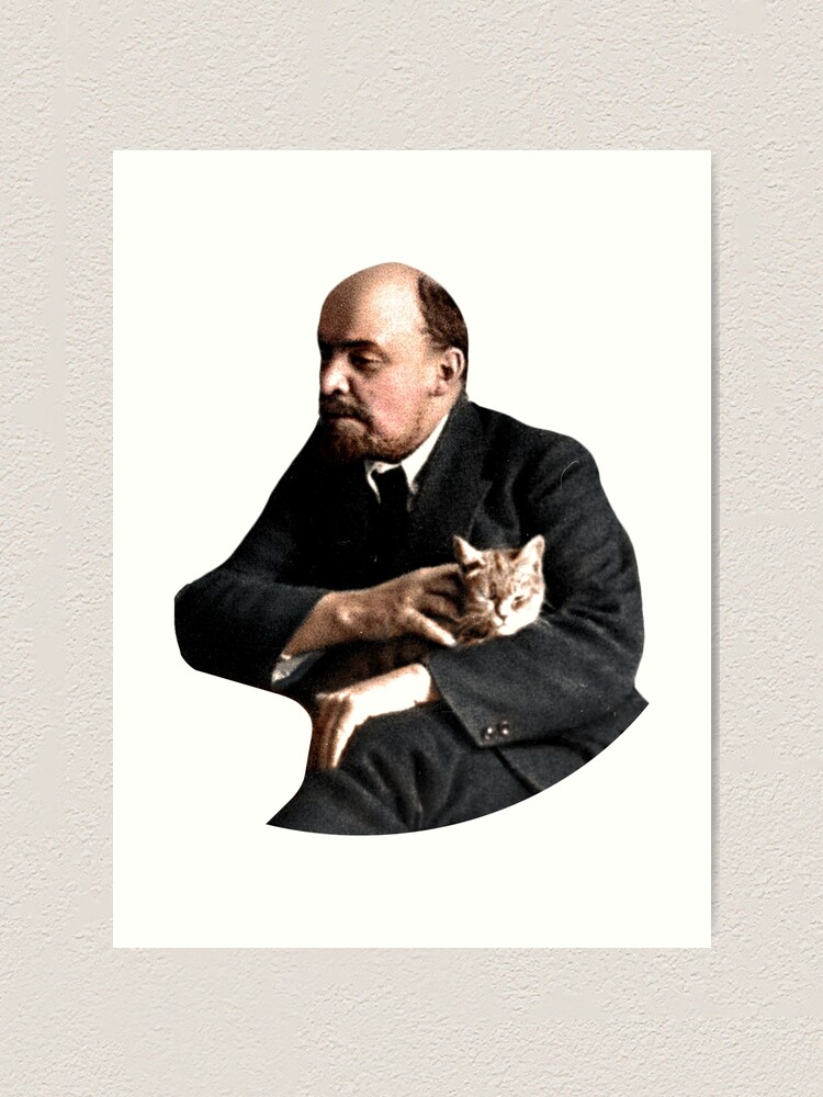 Impression Artistique Lenine Et Un Chat Tigre Par Kulakposting Redbubble