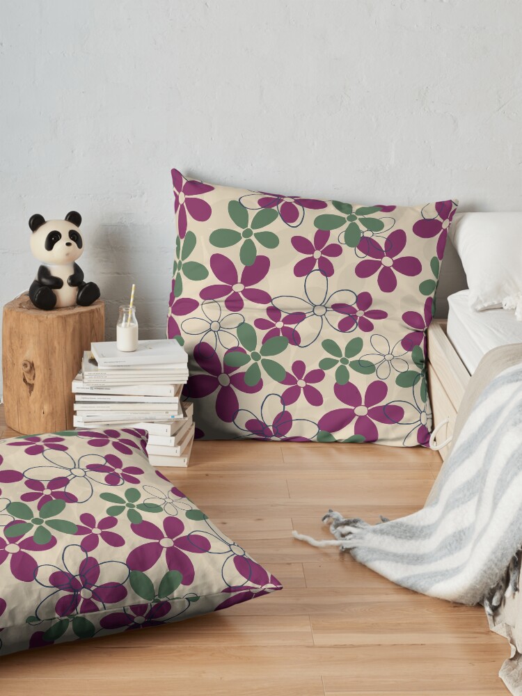 Alternate view of Floret Collection Floral Seamless Surface Pattern Floor Pillow