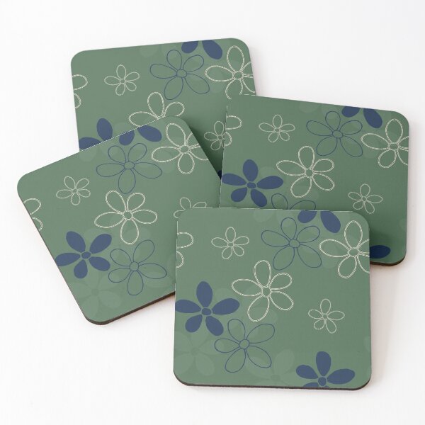 Floret Collection Floral Seamless Surface Pattern Coasters (Set of 4)