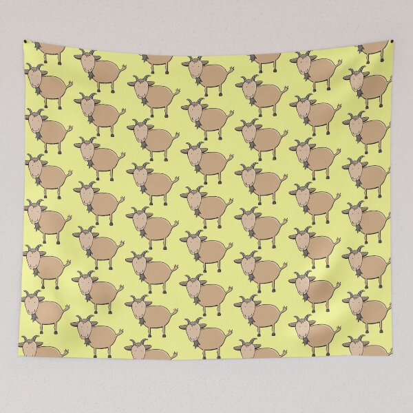 Item preview, Brown Billy Goat Illustration On Pale Yellow designed and sold by Camille Woodward.