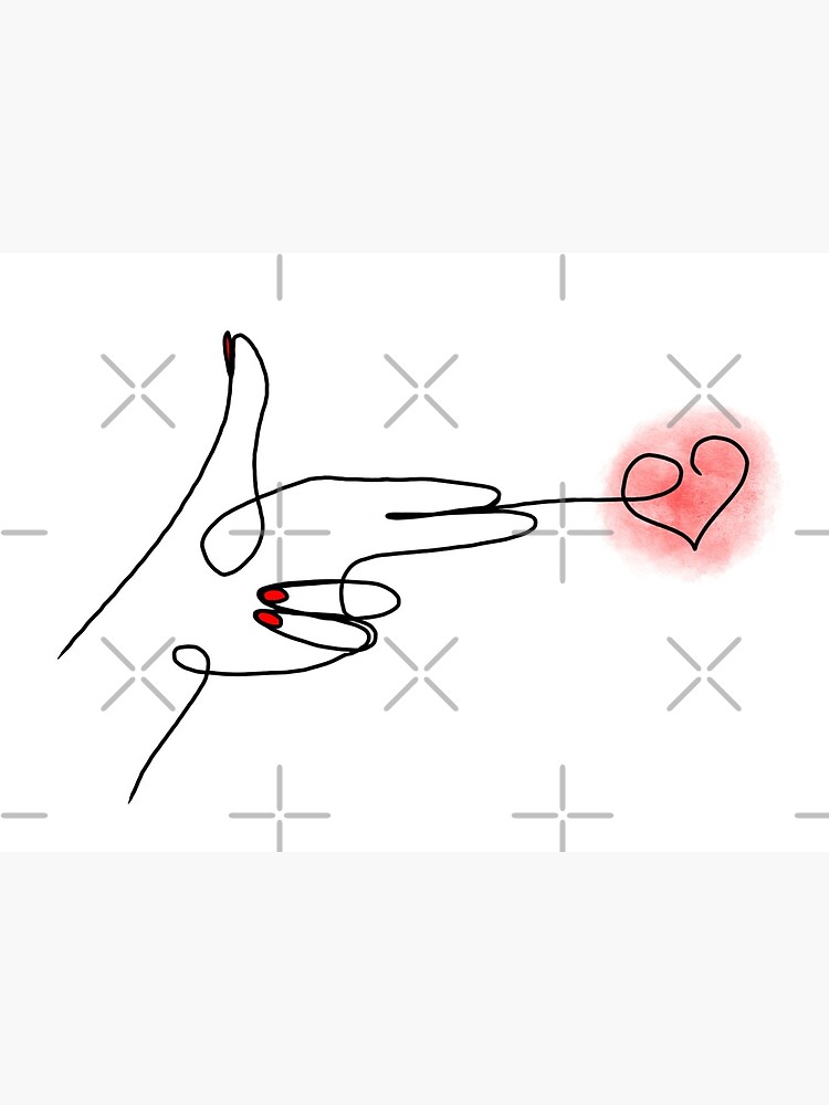 Red heart shaped hand drawn line drawing For adorning the love of