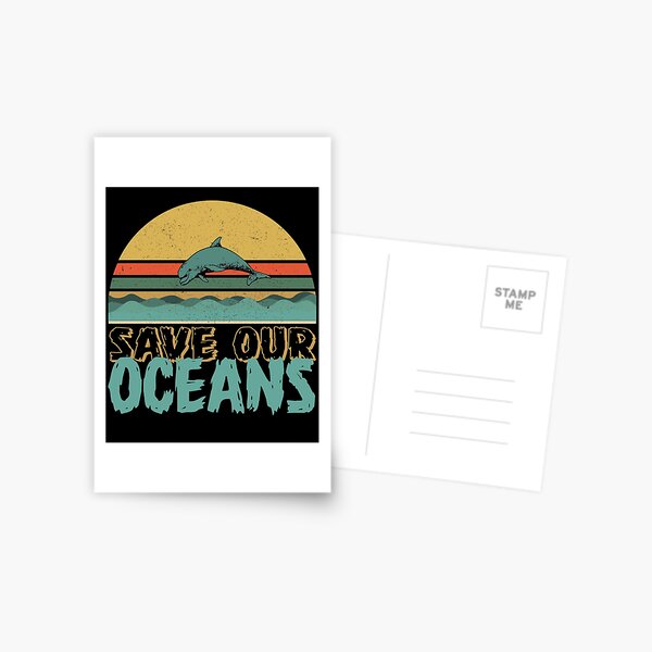 Save Our Oceans Jumping Dolphin Climate Change Awareness Postcard