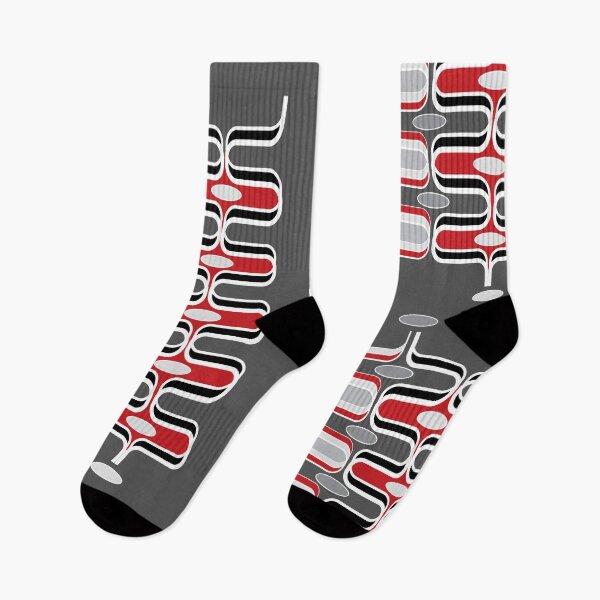 Item preview, Retro Mod Ogee Red And Black Abstract Pod Pattern © fatfatin designed and sold by fatfatin.