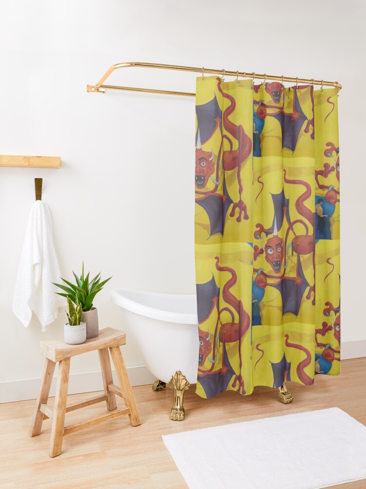 Alternate view of Red Dragon Kite Shower Curtain