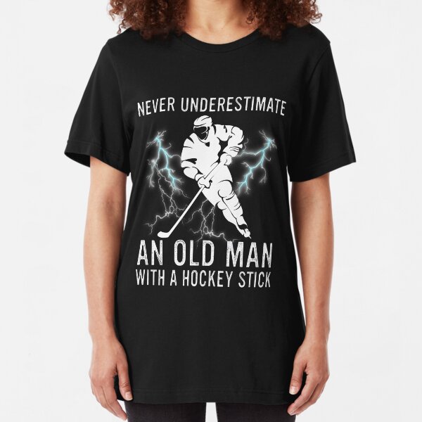 Hockey Never Underestimate An Old Man With A Stick - Hockey - Sticker