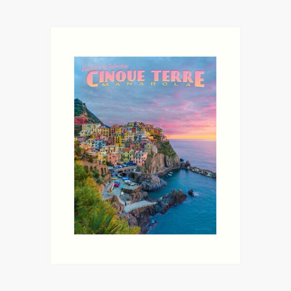 Item preview, Vintage-Style Cinque Terre (Manarola) Travel Poster designed and sold by travelwitheric.