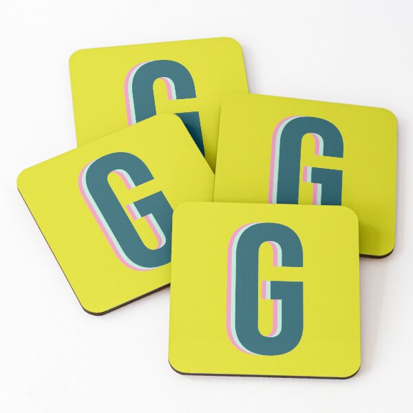 Item preview, Letter G Initial Monogram Pattern in Chartreuse, Mint Green, Pink, and Teal designed and sold by JuneJournal.