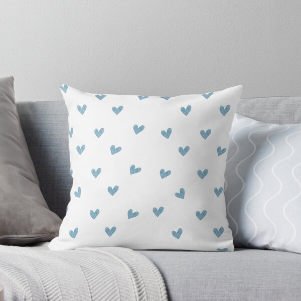 Blue Hearts Sketches Throw Pillow