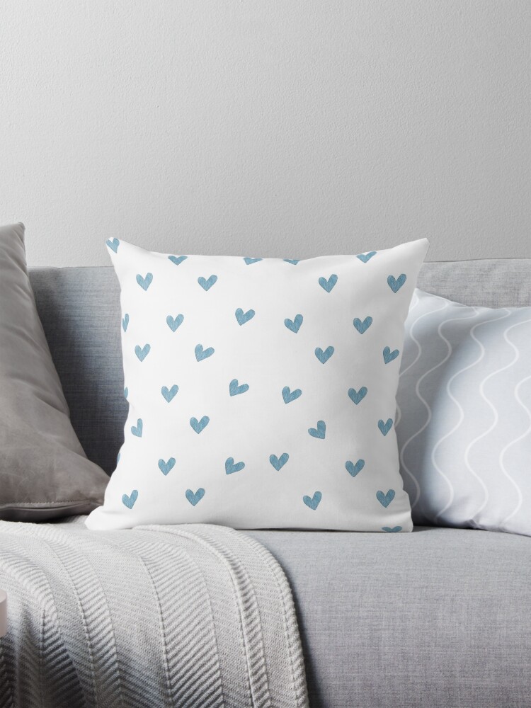 Thumbnail 1 of 4, Pillow, Blue Hearts Sketches designed and sold by paytonstach.