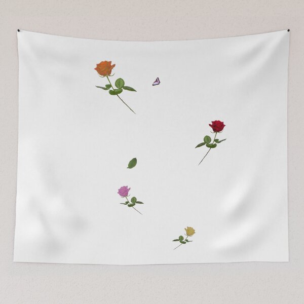 Item preview, Four Roses and a Butterfly. White background designed and sold by MindTravel.