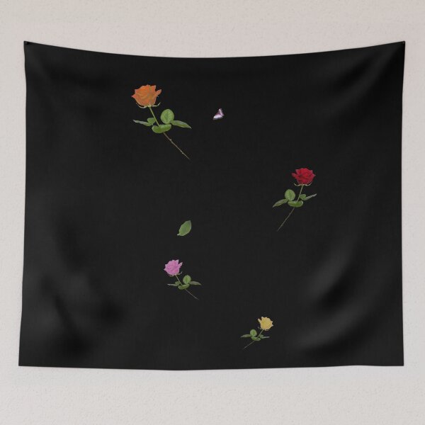 Item preview, Four Roses and a Butterfly. Black background designed and sold by MindTravel.