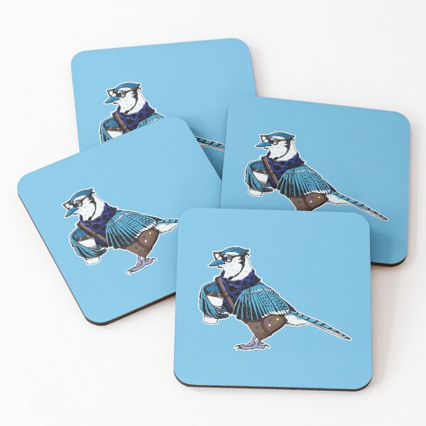 Item preview, Hipster Blue Jay with Coffee designed and sold by deancoledesign.