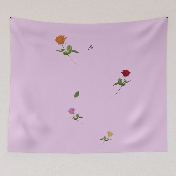 Item preview, Four Roses and a Butterfly. Pink background designed and sold by MindTravel.