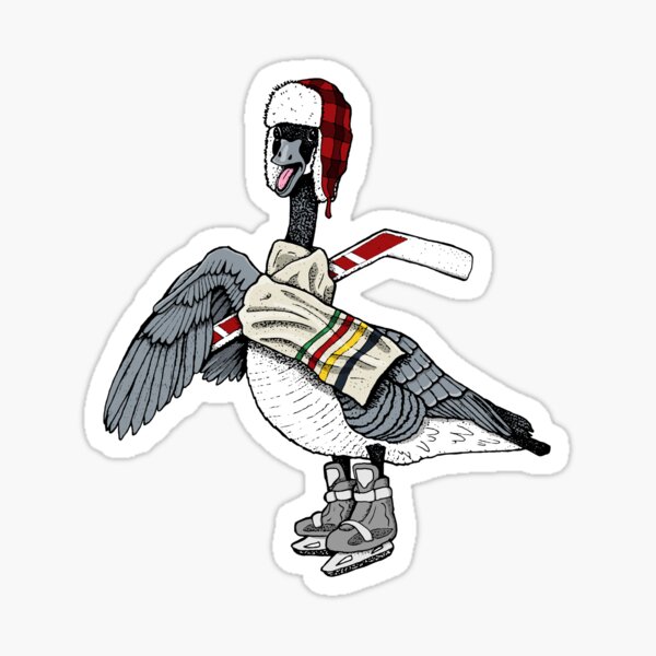 Canadian Goose Hockey Player Sticker