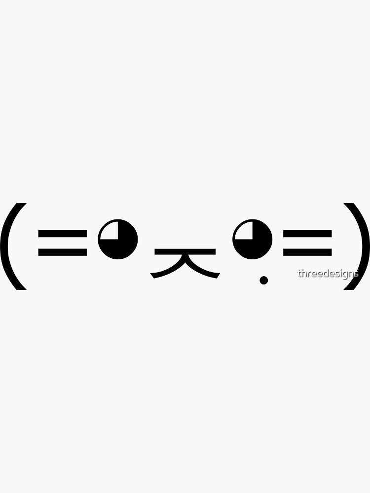 "Kitty Cat Kaomoji" Sticker by threedesigns Redbubble