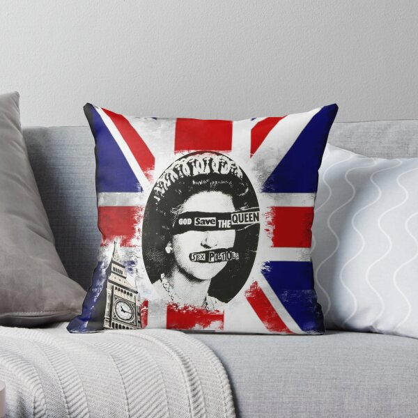 print england, god save the queen Throw Pillow