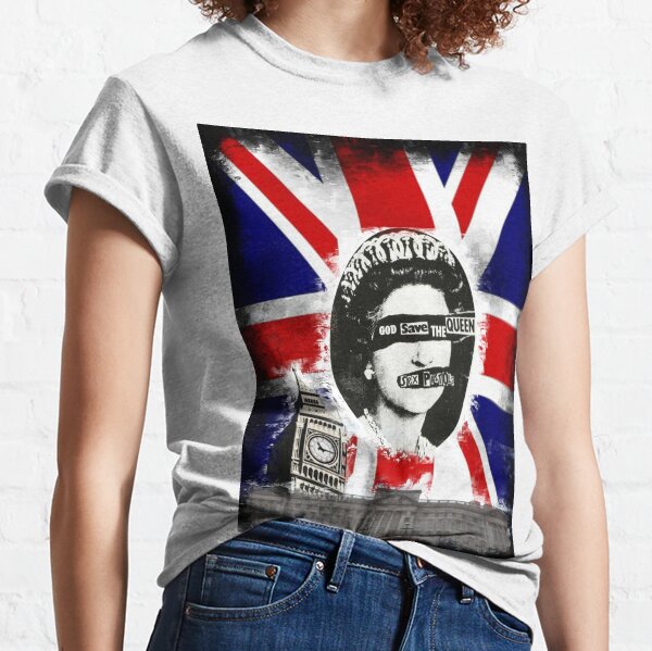 LA Pop Art Men's Raglan Baseball Word Art T-shirt - God Save The Queen - Foto 4