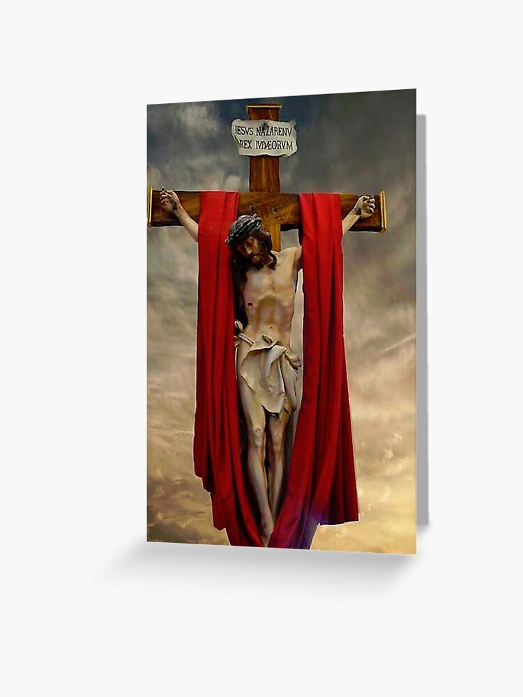 Jesus T-Posed For Our Sins Greeting Cards | LookHUMAN