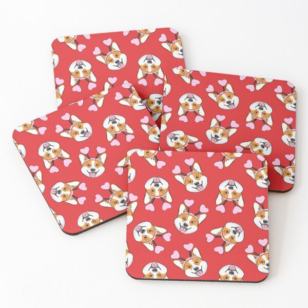 Artikelvorschau, Valentinstag-Corgi - Pembroke Welsh Corgi mit Herzstirnband (pink und rot) entworfen und verkauft von littlearrow.