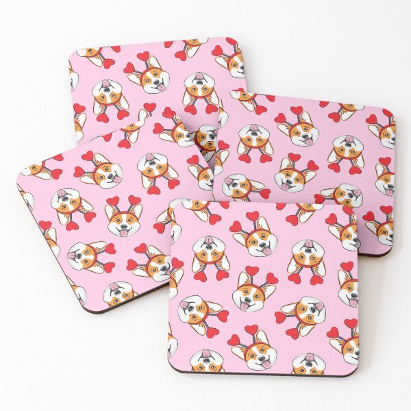 Artikelvorschau, Valentinstag-Corgi - Pembroke Welsh Corgi mit Herzstirnband (pink und rot) entworfen und verkauft von littlearrow.