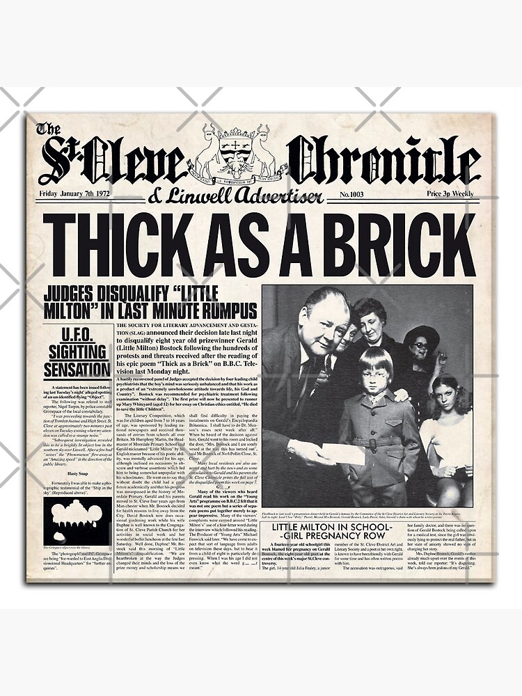 Jethro Tull signed lp by Ian Anderson Thick as a Brick original newspaper  issue