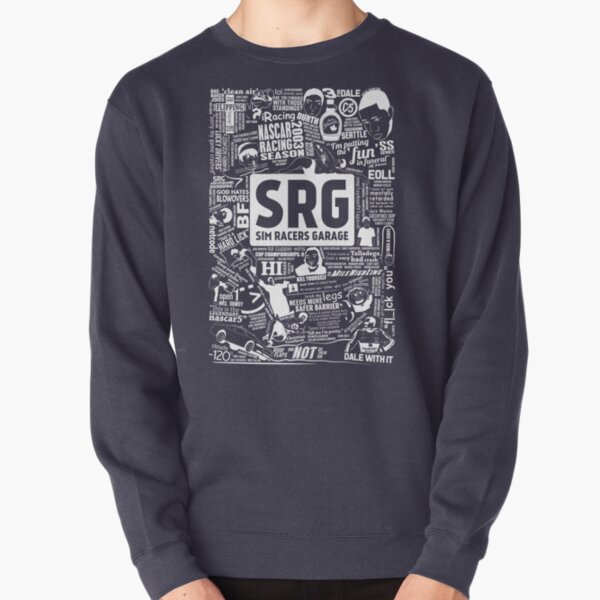 Sim Racers Garage Collage - White w/Black Products Pullover Sweatshirt