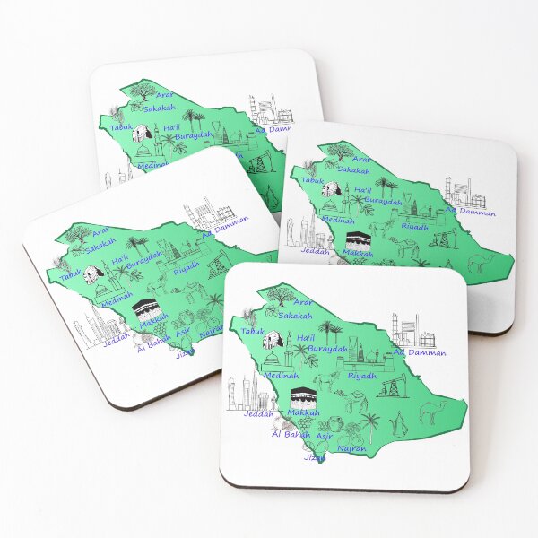 Item preview, Saudi Arabia Map hand drawn KSA landmarks With The names of the major cities  designed and sold by mashmosh.