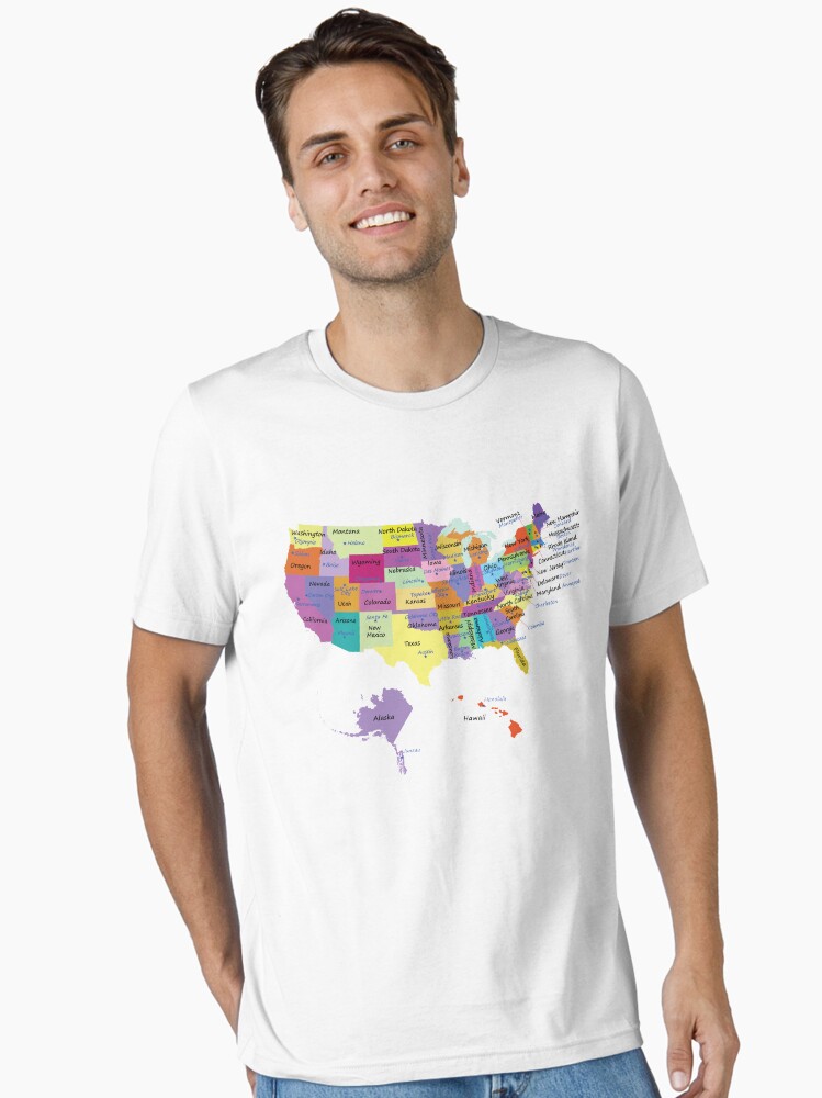 Usa Map With States And Capital Cities T-Shirt Usa Map With States And Capital Cities T-Shirt