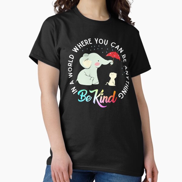Aperçu de l'œuvre Dans un monde où vous pouvez être n'importe quoi, soyez gentil, un éléphant tenant un parapluie pour protéger le chat de la pluie. créée et vendue par alenaz.