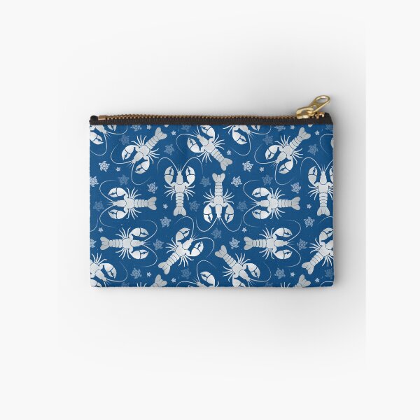 Item preview, lobster love silver on dark blue designed and sold by colorofmagic.