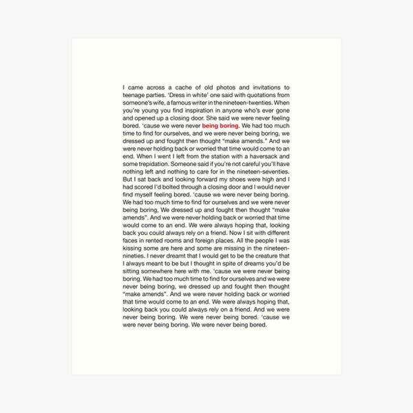 Item preview, Pet Shop Boys - Being Boring (Lyrics) designed and sold by Grahame Robertson.