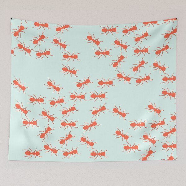 Item preview, Cute Ants Pattern in blue and red designed and sold by kapotka.