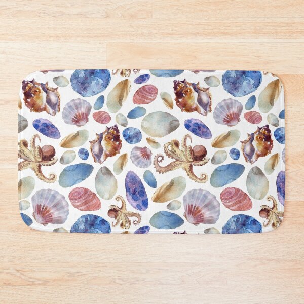 Item preview, Watercolor marine pattern. Sea stones, shells, octopus. designed and sold by margo-soleil.