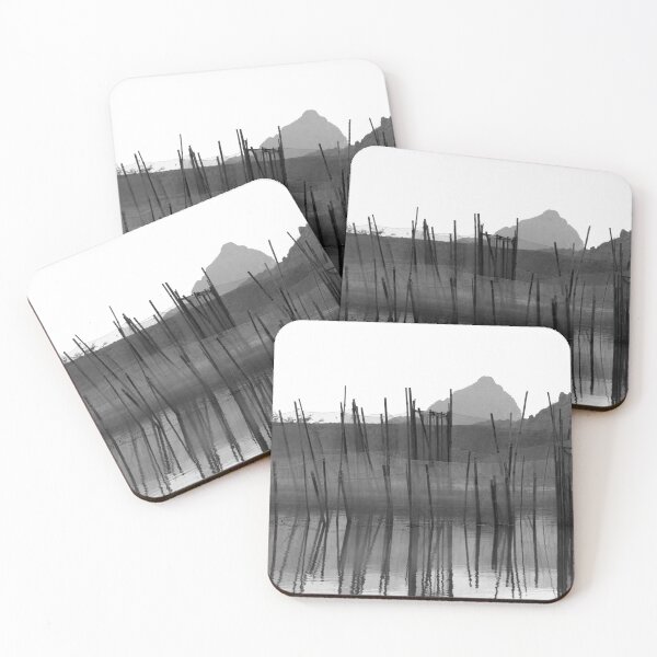 Item preview, Fishing Nets River Vietnam black and white photography designed and sold by worldways.
