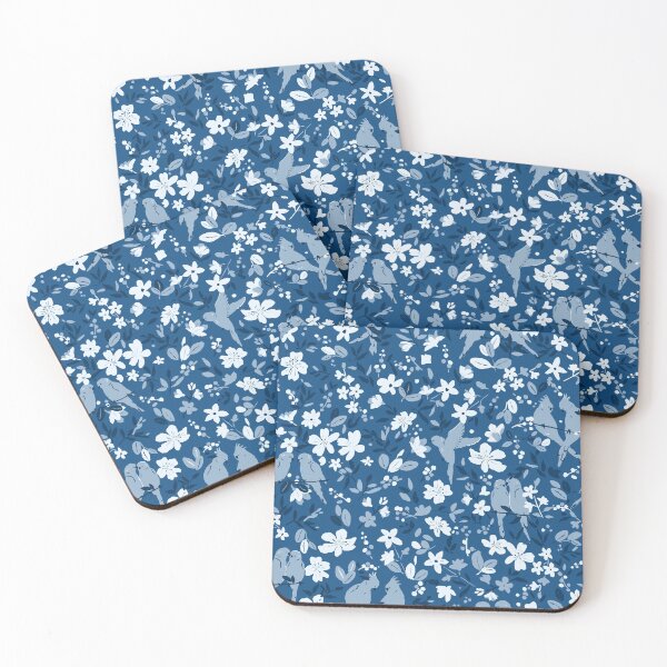 Item preview, Birds in love, pattern in blue and white designed and sold by Charlotte Lorge.